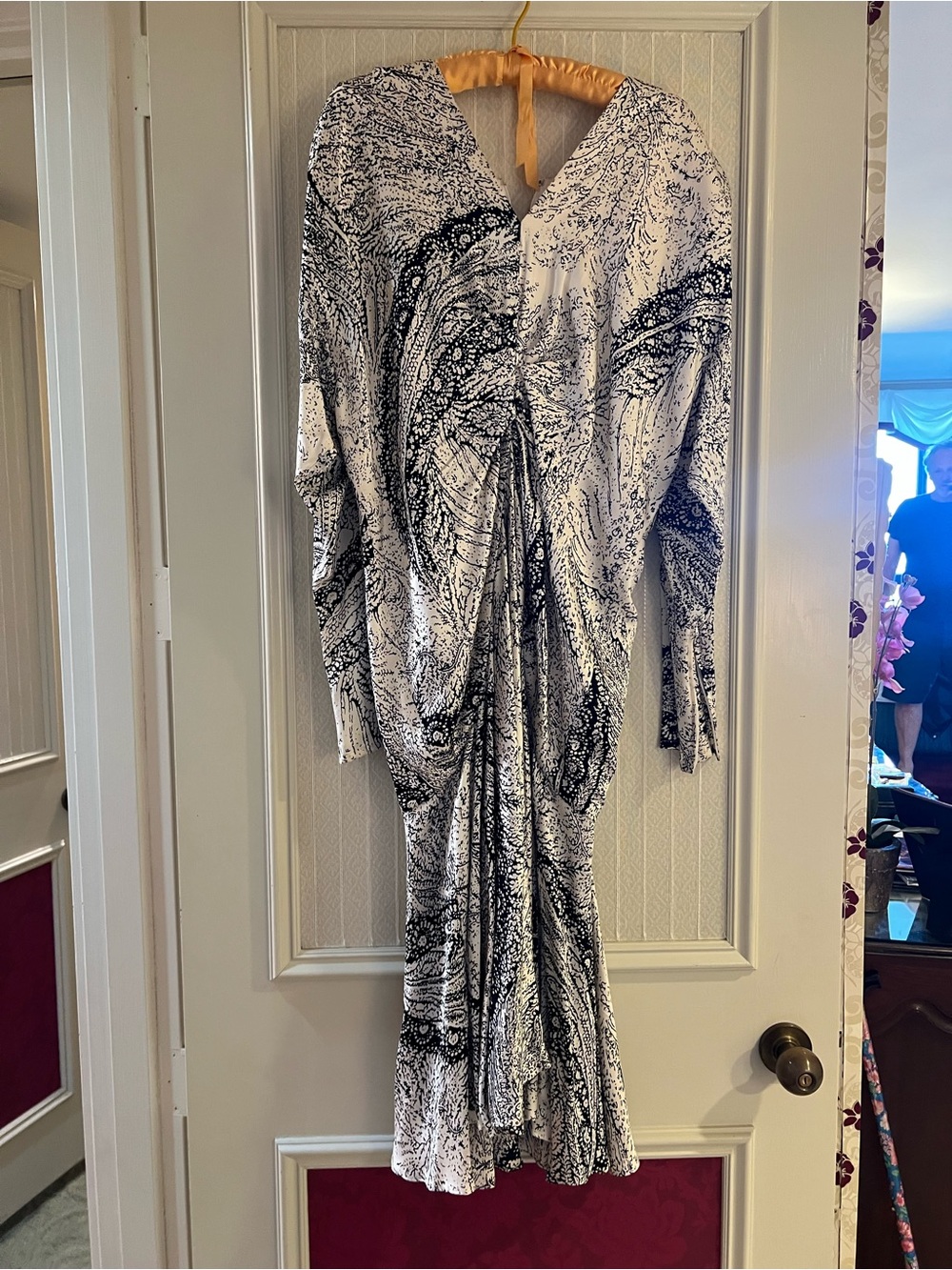 Women’s Black & White Printed V-Neck Dress